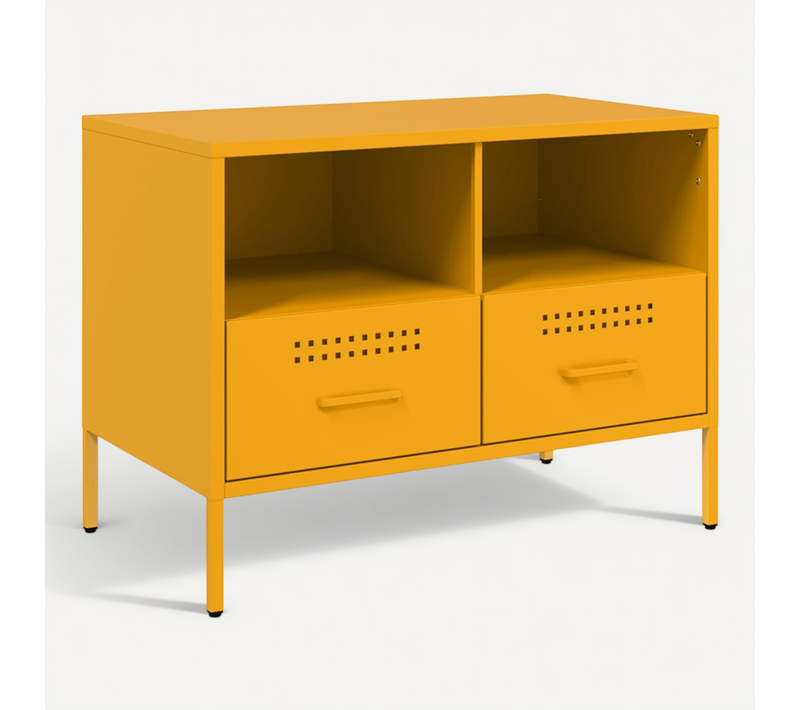 Meuble TV Jaune Moutarde 68x39x50,5 Cm Acier