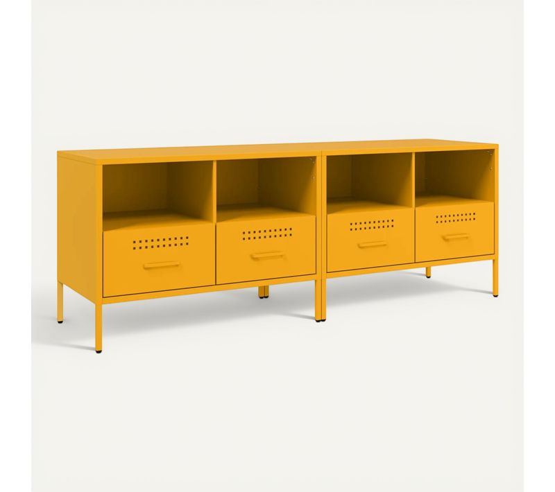 Meubles TV 2 Pièces Jaune Moutarde 68x39x50,5 Cm Acier
