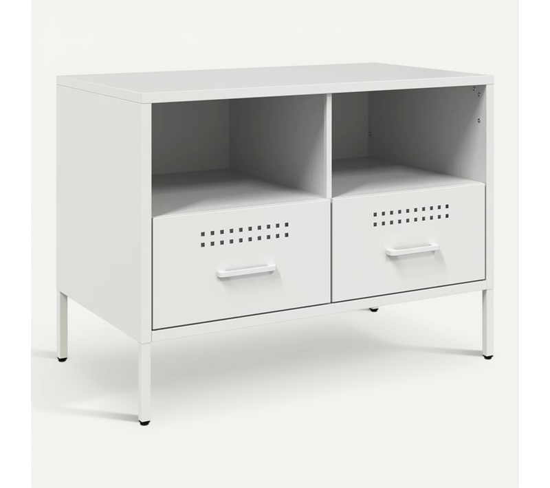Meuble TV Blanc 68x39x50,5 Cm Acier