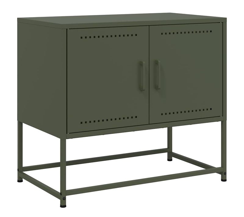 Meuble TV Vert Olive 68,5x39x60,5 Cm Acier