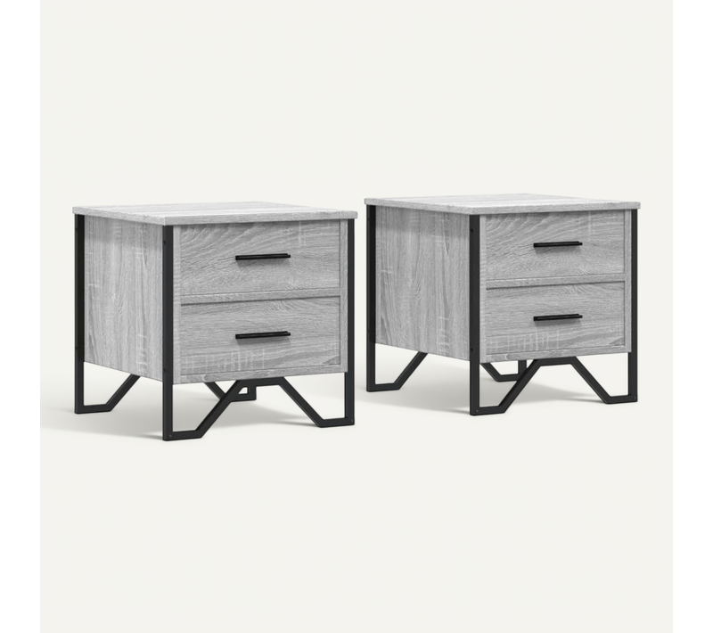 Tables De Chevet 2 Pièces Sonoma Gris 40x41x40cm Bois D'ingénierie