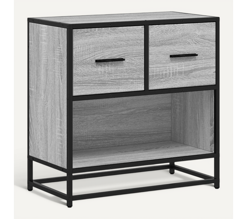 Table De Chevet Sonoma Gris 60x31x60 Cm Bois Ingénierie Métal