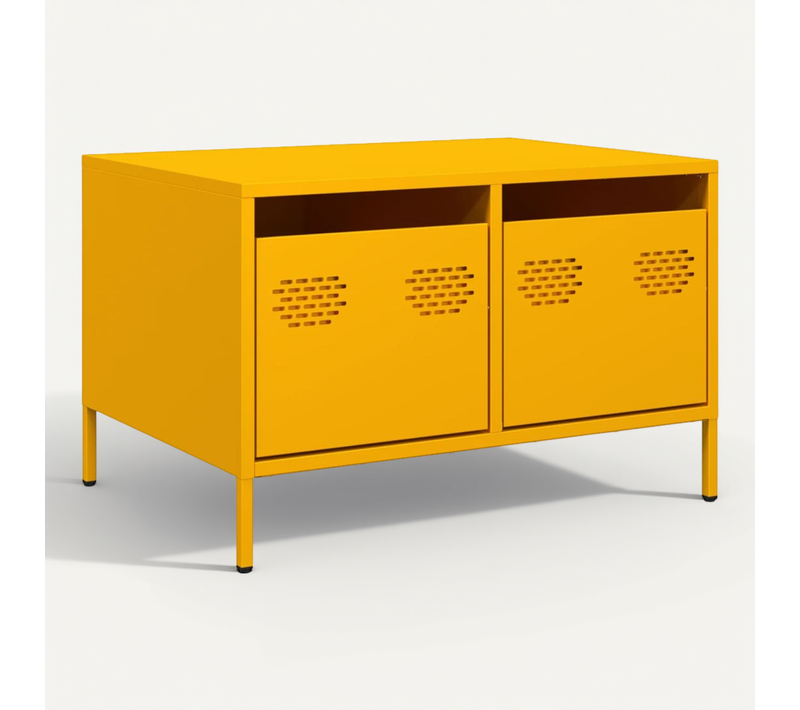 Meuble TV Jaune Moutarde 68x50x43,5 Cm Acier Laminé à Froid