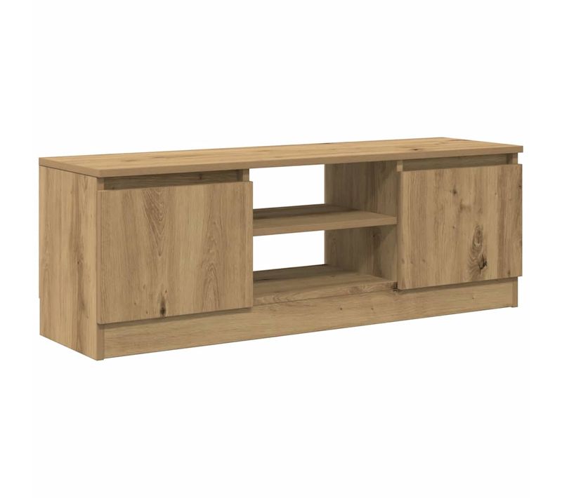 Meuble TV Chêne Artisanal 102x30x36 Cm Bois D'ingénierie