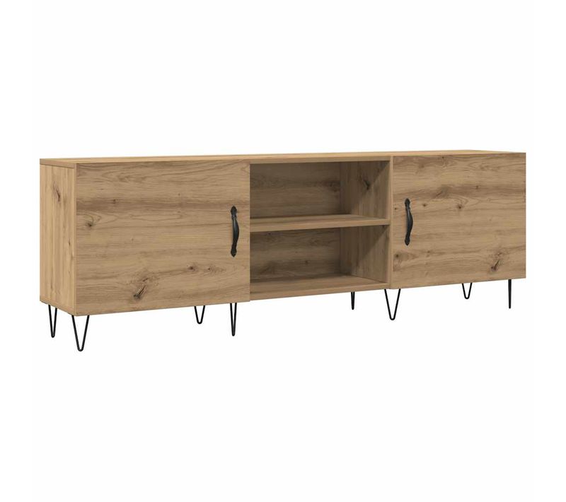 Meuble TV Chêne Artisanal 150x30x50 Cm Bois D'ingénierie