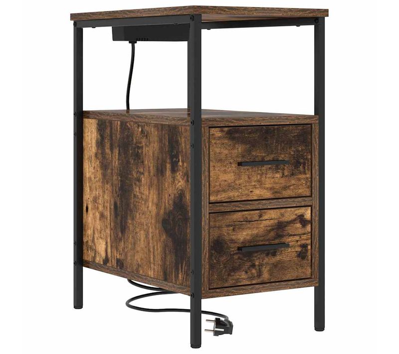 Cabinet De Chevet Chêne Fumé 30 X 48 X 61 Cm Bois D'ingénierie