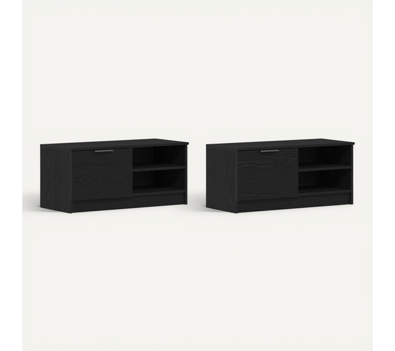 Meuble TV 2 Pièces Chêne Noir 80 X 35 X 36,5 Cm Bois D'ingénierie