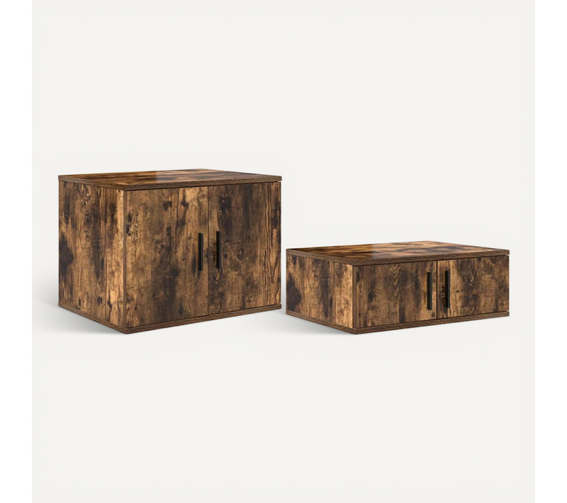 Armoire De Rangement 2 Pièces Chêne Fumé 118 X 41 X 40 Cm