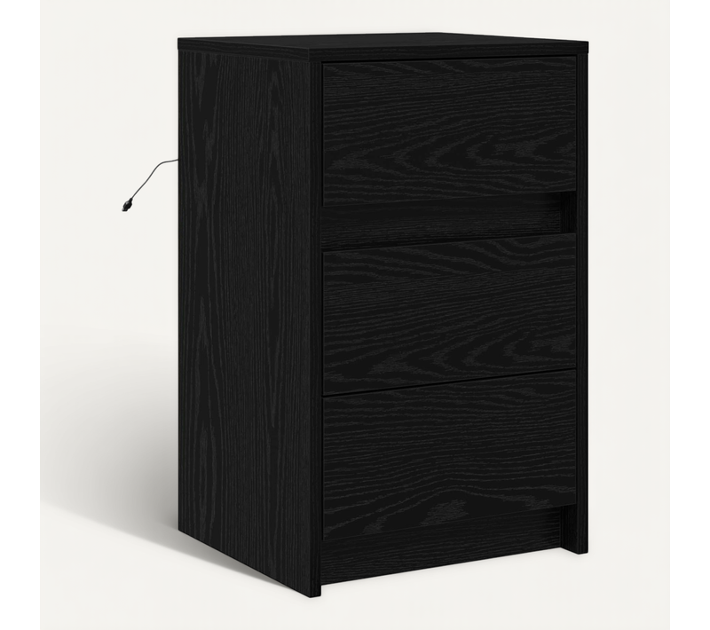 Cabinet De Chevet Chêne Noir 38 X 34 X 61 Cm Bois D'ingénierie