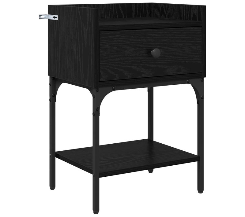 Table De Chevet Chêne Noir 40 X 29 X 60 Cm Bois D'ingénierie