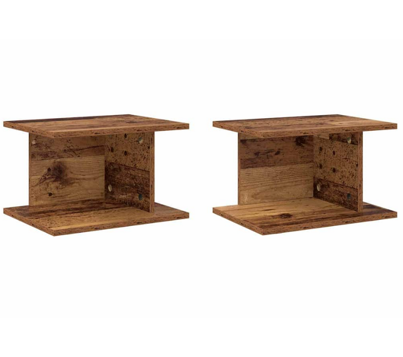 Table De Chevet 2 Pièces Bois Ancien 40 X 30 X 25 Cm