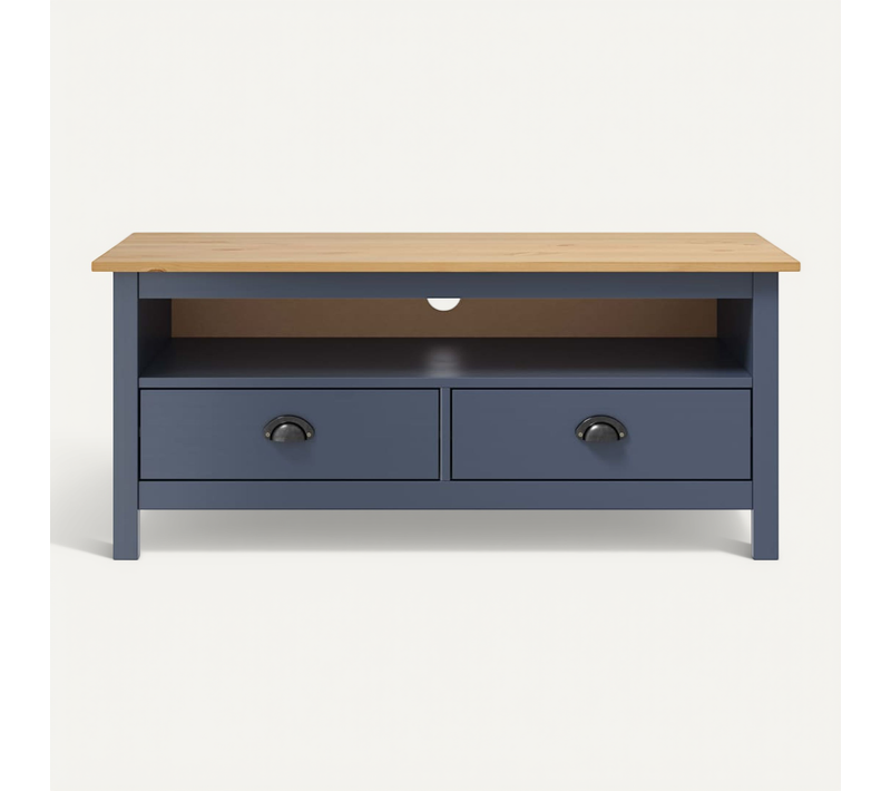Meuble TV Hill Range Gris 110x40x47 Cm Bois De Pin Solide