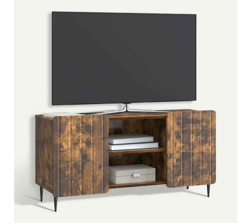 Meuble TV Chêne Fumé 102 X 34,5 X 52 Cm Bois D'ingénierie