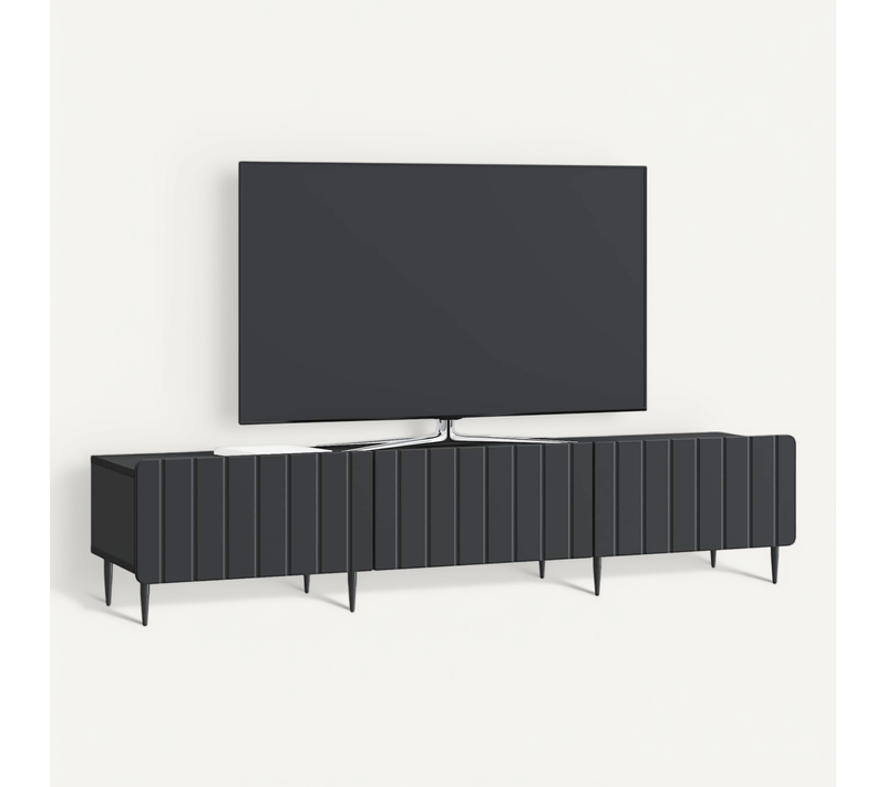 Meuble TV Avec Tiroir Noir 147 X 34,5 X 32 Cm Bois D'ingénierie