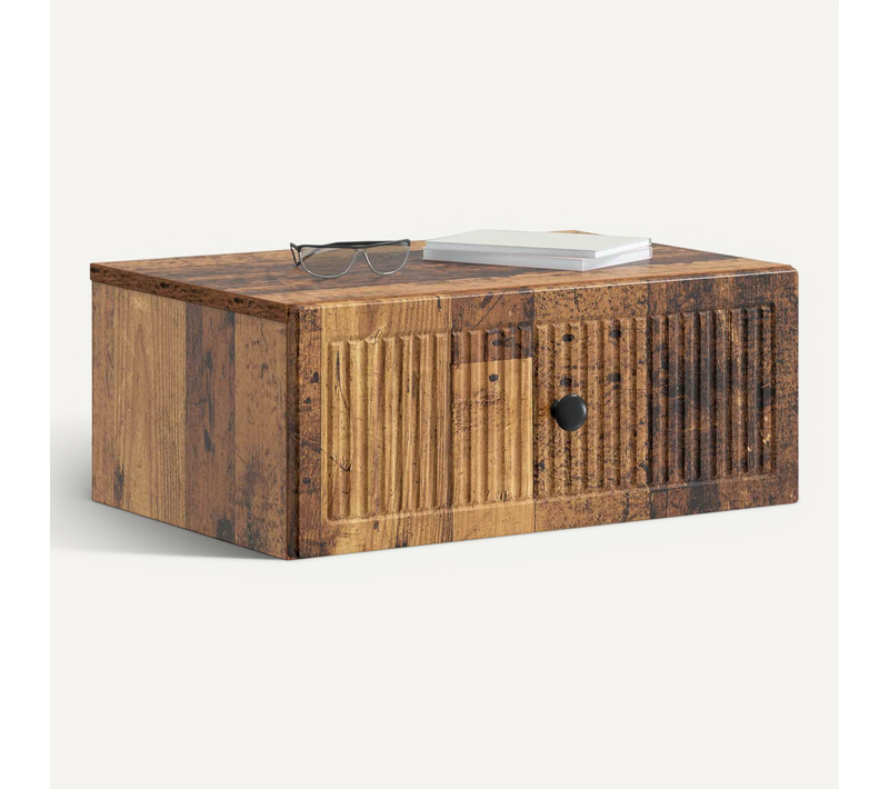 Cabinet De Chevet 2 Pièces Bois Ancien 49 X 34,5 X 20 Cm