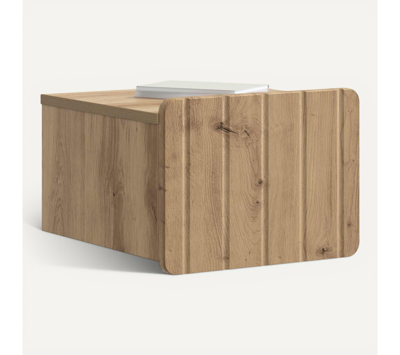Cabinet De Chevet Mural 2 Pièces Chêne Artisanal 33 X 34,5 X 24 Cm