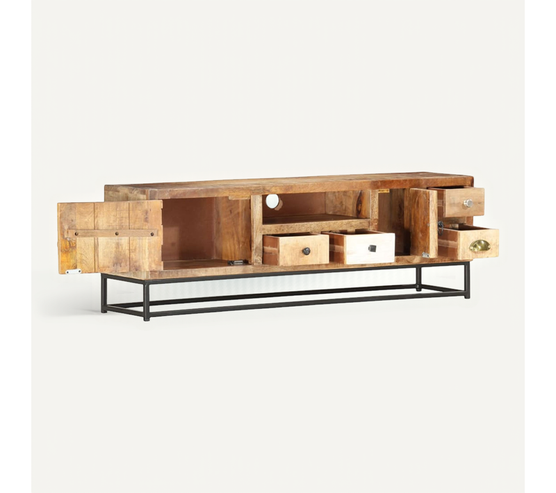 Meuble TV 120 X 30 X 40 Cm Bois De Récupération Massif