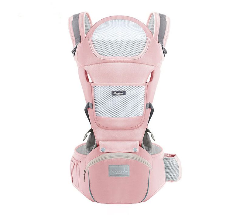 Porte-bébé Rose Ergonomique Coton Avec Siège Hanche 15 Positions Respirant, Bébés De 3 à 20 Kg