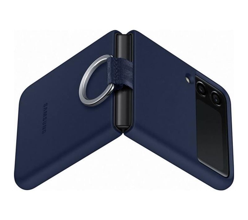 Coque En Silicone Pour Samsung Galaxy Z Flip 3 Avec Anneau Bleu