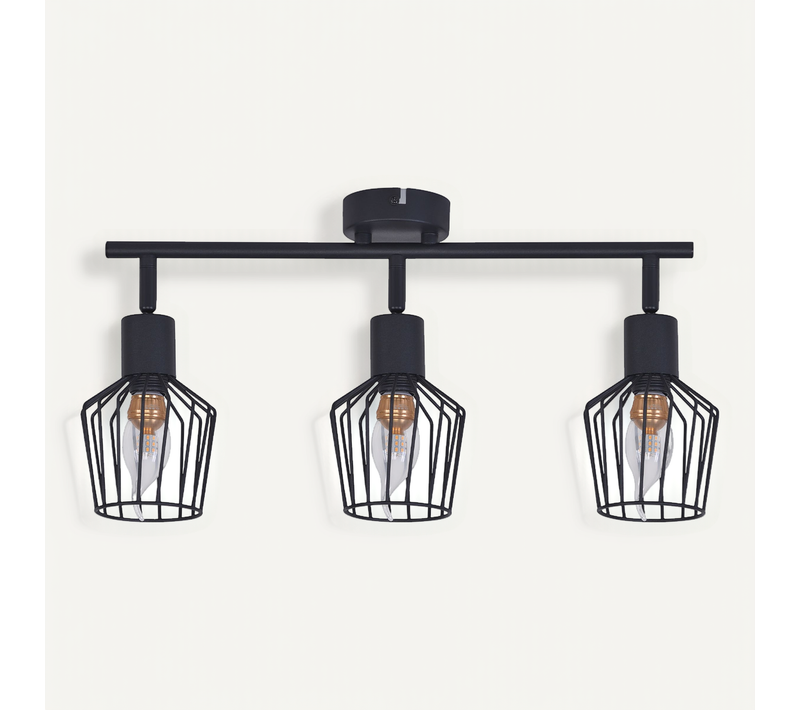 3 Spots De Plafond E14 - Métal, Lampe De Couloir Industrielle Pivotante à 350°, noir