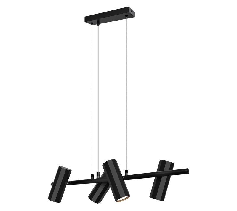 Suspension Métal Noir D.66cm Gu10 4 Lampes Moderne Industrielle Cuisine Chambre Salon