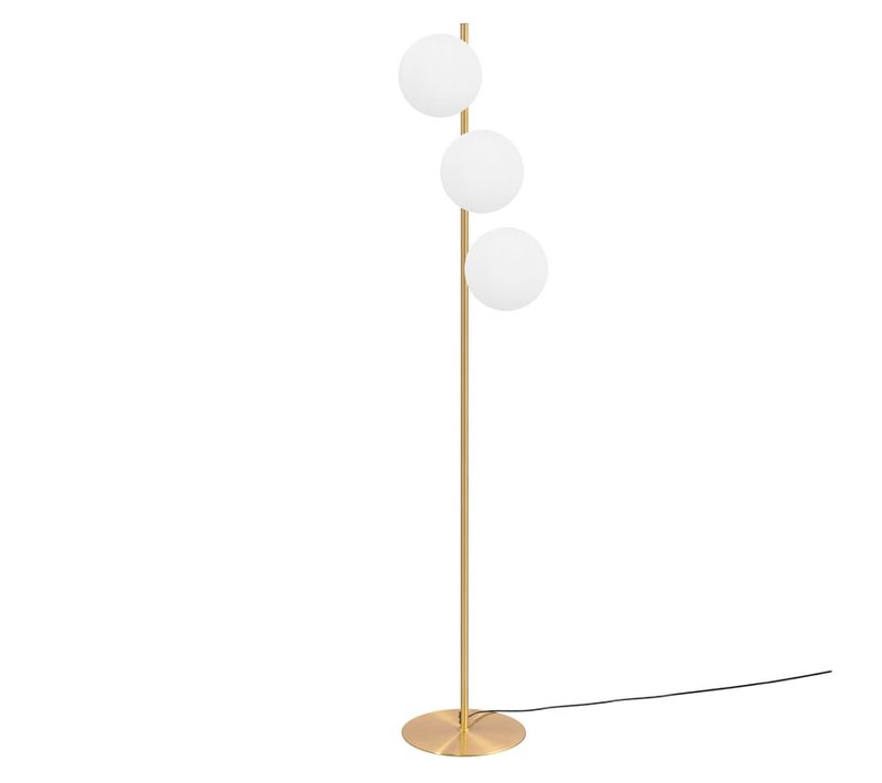 Lampadaire Moderne 3 Lampes E27 Doré Design Verre Industriel Avec Interrupteur Pied