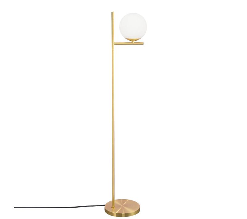 Lampadaire Industriel Doré E27 Vintage Verre Blanc Avec Interrupteur à Pied Câble 2m