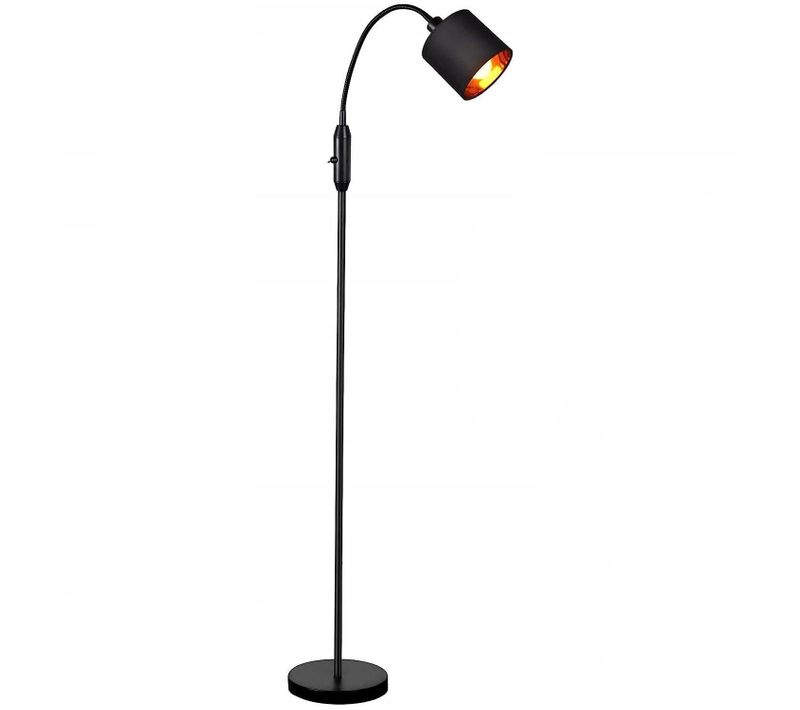 Lampadaire Arc Vintage Noir Abat-jour Tissu Pivotant 360° E14 Salon (sans Ampoule)