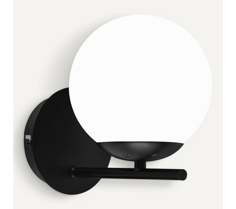 Applique Murale Noire E27 Métal Et Verre Design Moderne Salle De Bain Couloir