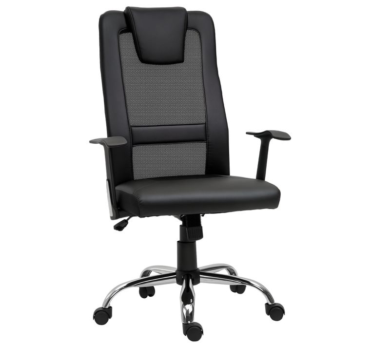 Chaise Bureau Pivotante Réglable Ergonomique Pu Noir 66x73x108-118cm