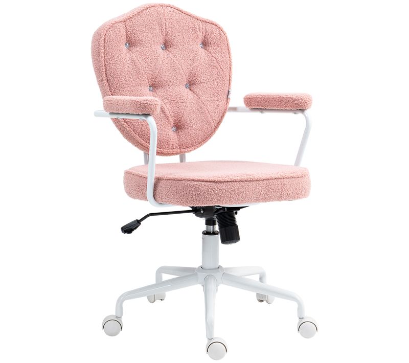 Magnifique Chaise De Bureau Rose, Avec Revêtement Doux Et Capitonné, Réglable En Hauteur.