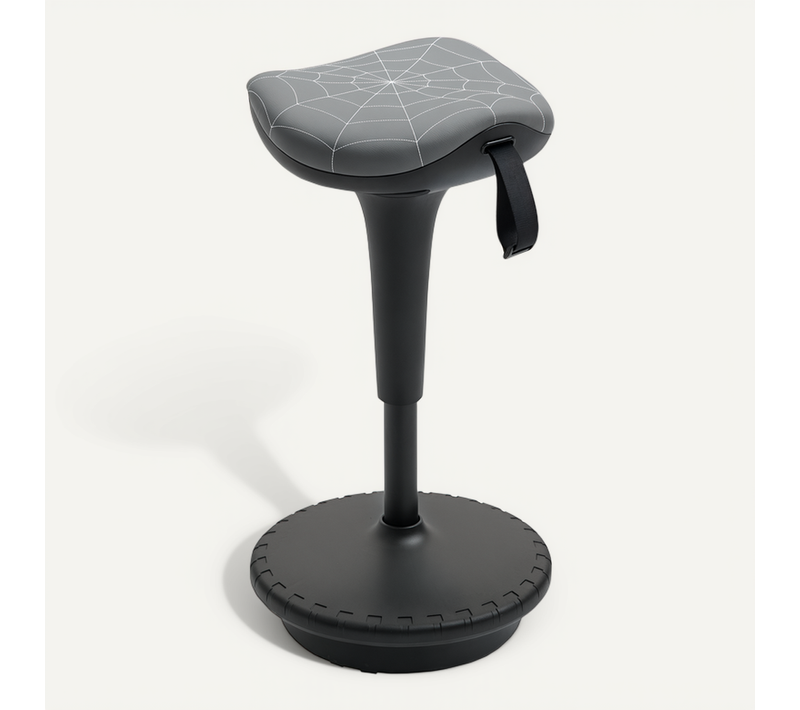 Tabouret Bureau Pivotant Ergonomique Hauteur 65,5-83,5cm Inclinable 120° Gris