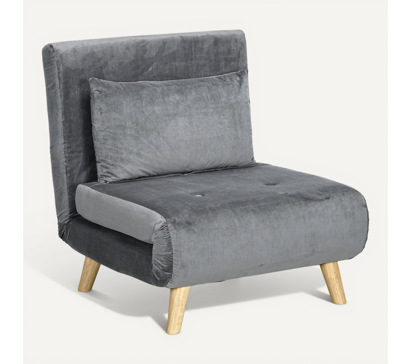 Fauteuil Convertible 2 En 1 (lit D'appoint), 72 Cm X 78 Cm X 79 Cm, Gris