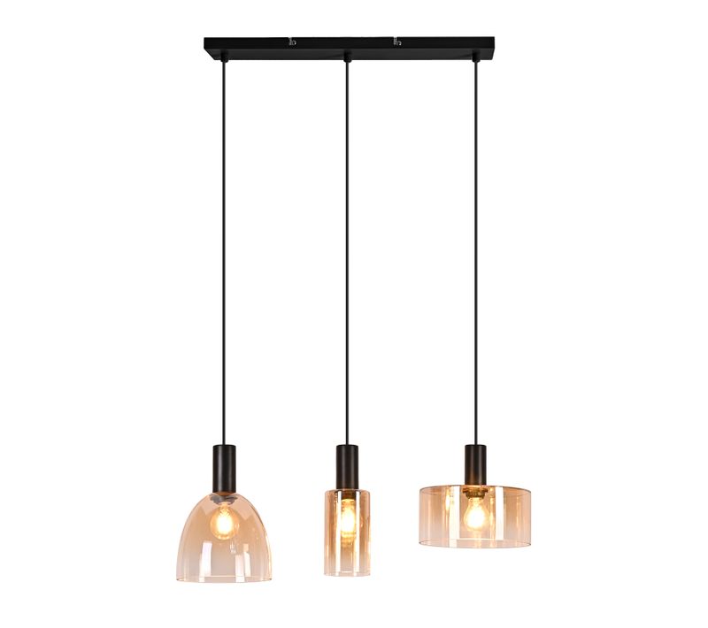 Suspension Table Verre 3 Lampes : Design Industriel, Hauteur Réglable, Salon.