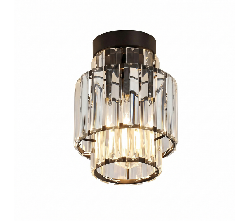 Plafonnier Cristal Moderne Noir E27 Pour Salon Et Chambre (sans Ampoule)