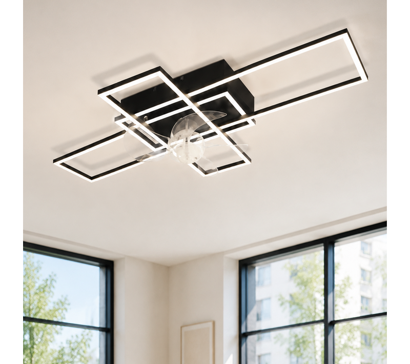Ventilateur De Plafond LED 94cm Dimmable Télécommande 6 Vitesses Salon Chambre