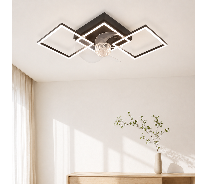 Ventilateur De Plafond LED 68cm 6 Vitesses Dimmable Télécommande Salon Chambre