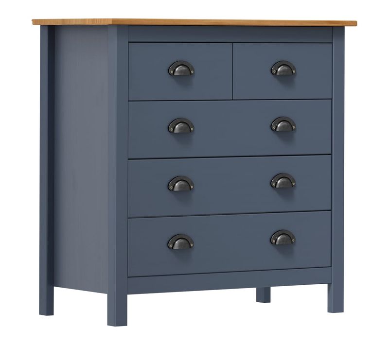 Commode Hill Gris 79x40x80 Cm Bois De Pin Solide