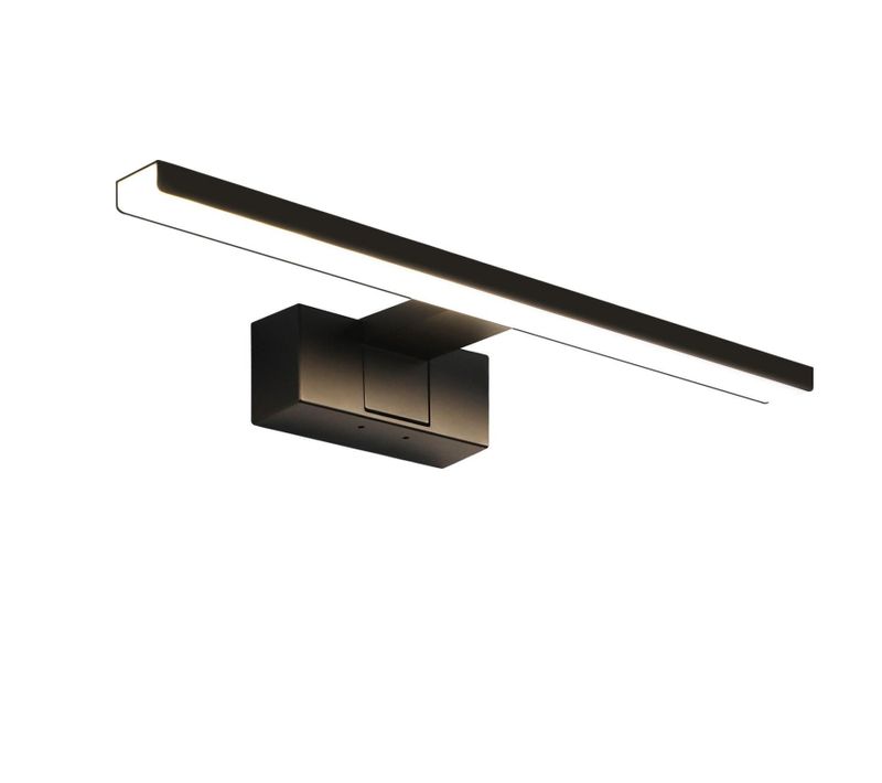 Lampe Miroir LED Salle De Bain Noire 40cm Ip44 Blanc Neutre Applique Murale Pour Cave