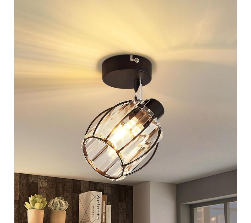 Spot Moderne Noir En Cristal E14 Pour Couloir - Design Vintage