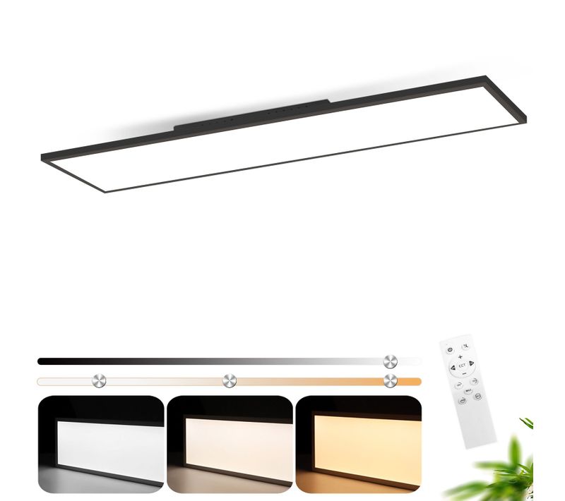 Plafonnier LED Dimmable Noir Avec Télécommande Pour Salon Et Bureau