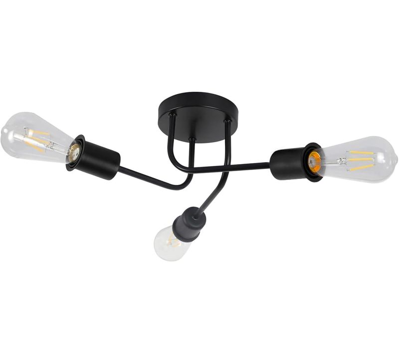 Plafonnier Vintage Noir E27 Pour Salon, Chambre Et Couloir