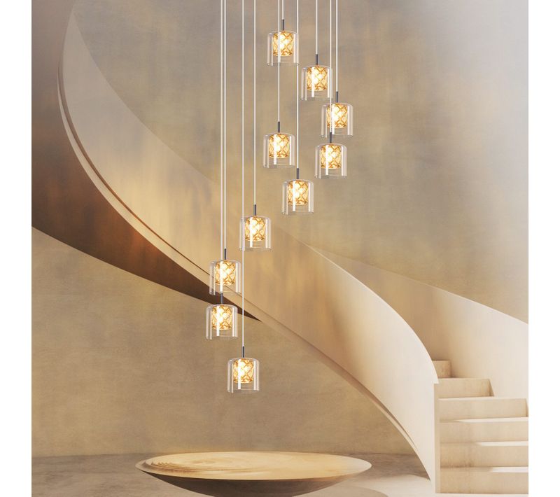 Lustre à 10 Lumières Lustre En Metal Moderne G9 Cristal Cuisine Cage D'escalier