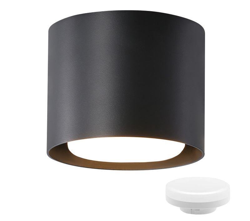 Spot De Plafond à LED Noir Gx53 Moderne Rond Plafonnier 5w Pour Chambre à Coucher