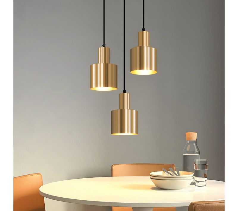 Suspension Salle à Manger 3 Flammes Or E27 Lampe Suspendue Métal Chambre Couloir