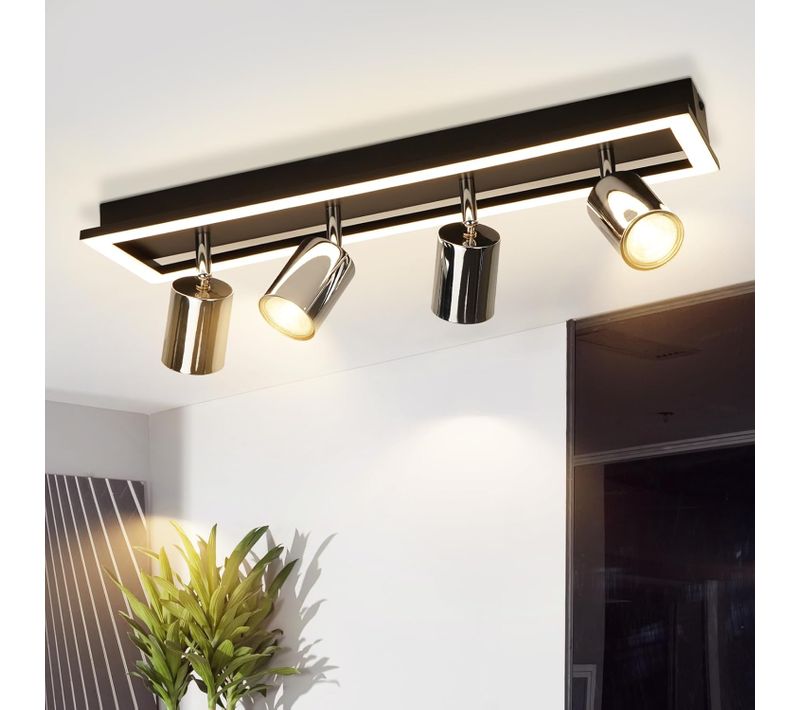Spot De Plafond LED 4 Flammes Gu10 18w Plafonnier 52cm Pour Bureau Salon