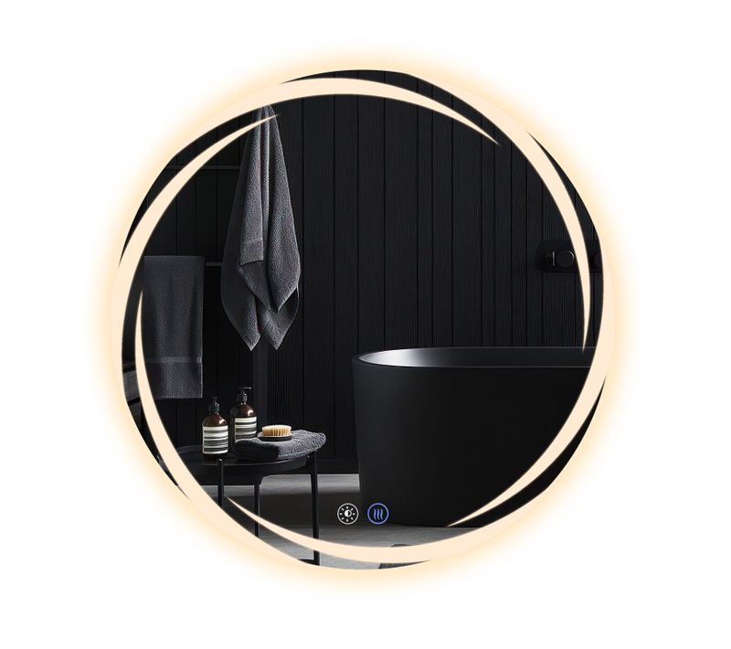 Miroir De Salle De Bain 80CM Avec Éclairage Miroir Mural Rond Moderne Ip44
