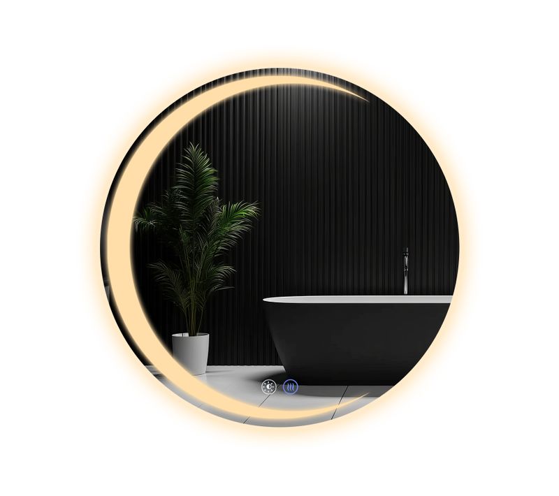 Miroir De Salle De Bain 70CM Avec Éclairage Miroir Mural Rond Moderne Ip44