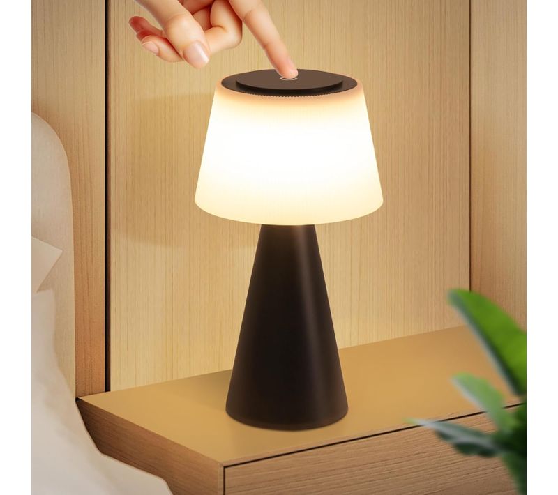 Lampe à Poser LED Noir Sans Fil 3600 Mah à Intensité Variable - Lampe De Salon Moderne à Piles