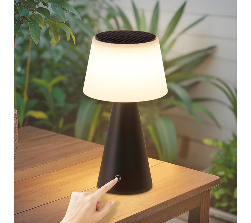 Lampe De Table LED Sans Fil à Batterie Solaire Chevet Tactile Moderne à Intensité Variable